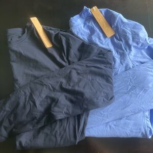NWT SKIMS Fits Everybody Long Sleeve Crewneck Bodysuits Navy and Cielo Size M